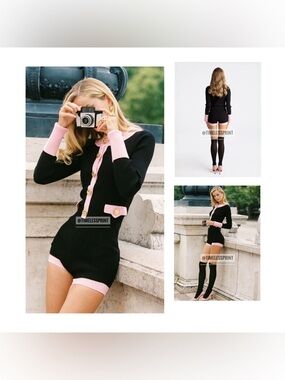 Nana Jacqueline Matilda Black & Pink Knit Jumpsuit